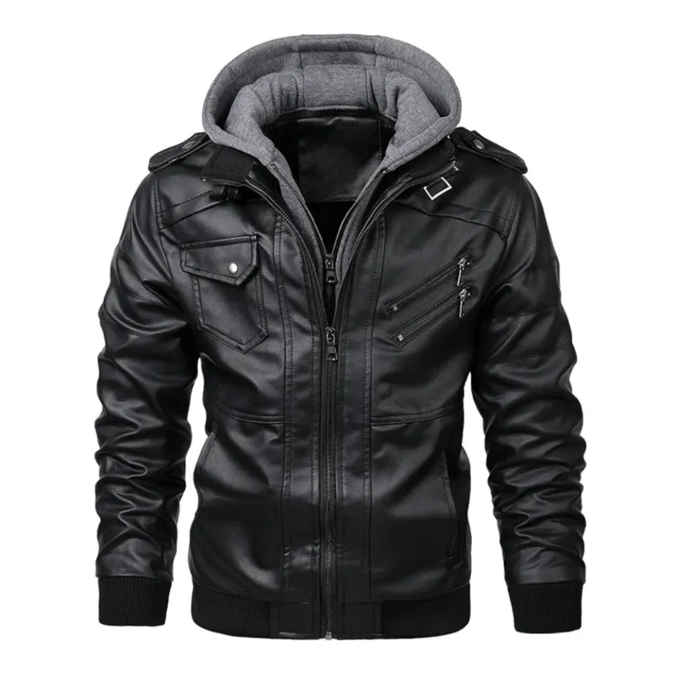 Autumn New Men's Leather Jackets Trendy Casual Motorcycle PU Jacket Streetwear Solid Color Windproof Biker Leather Coats