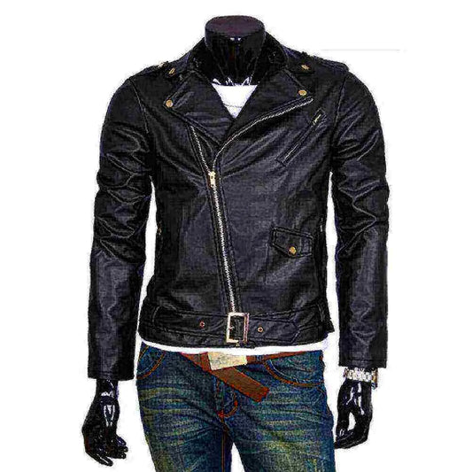 Men Leather Jacket Slim Fit Motorcycle Jacket Zipper Casual Coat Spri