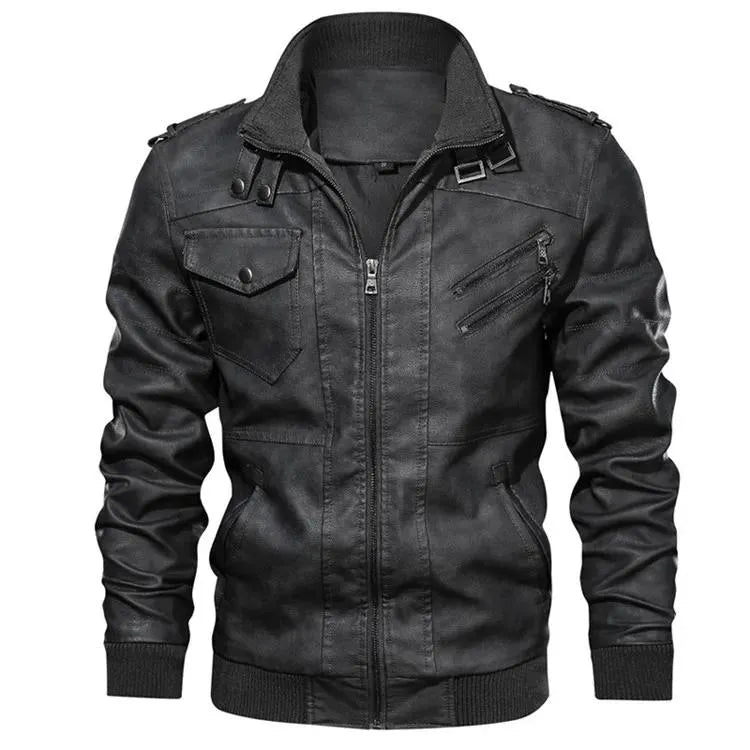 Autumn New Men's Leather Jackets Trendy Casual Motorcycle PU Jacket Streetwear Solid Color Windproof Biker Leather Coats